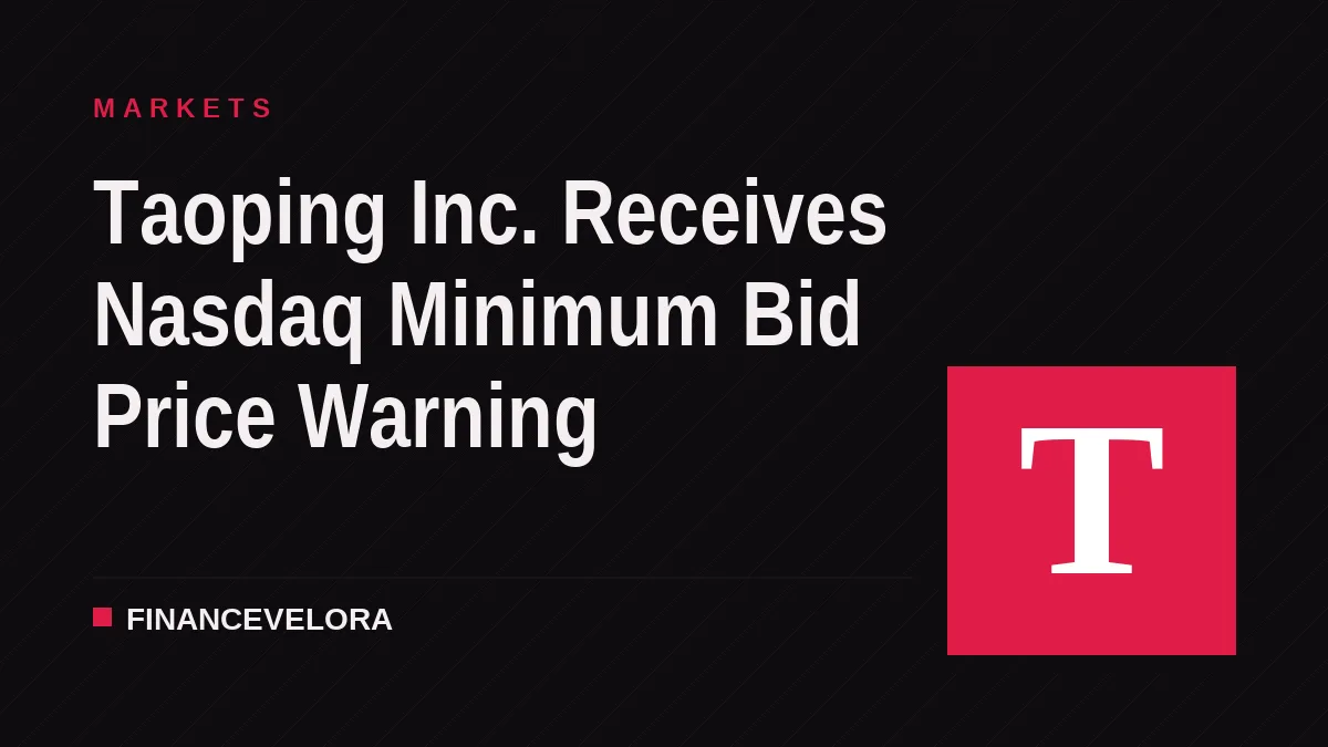 Taoping Inc. Receives Nasdaq Minimum Bid Price Warning