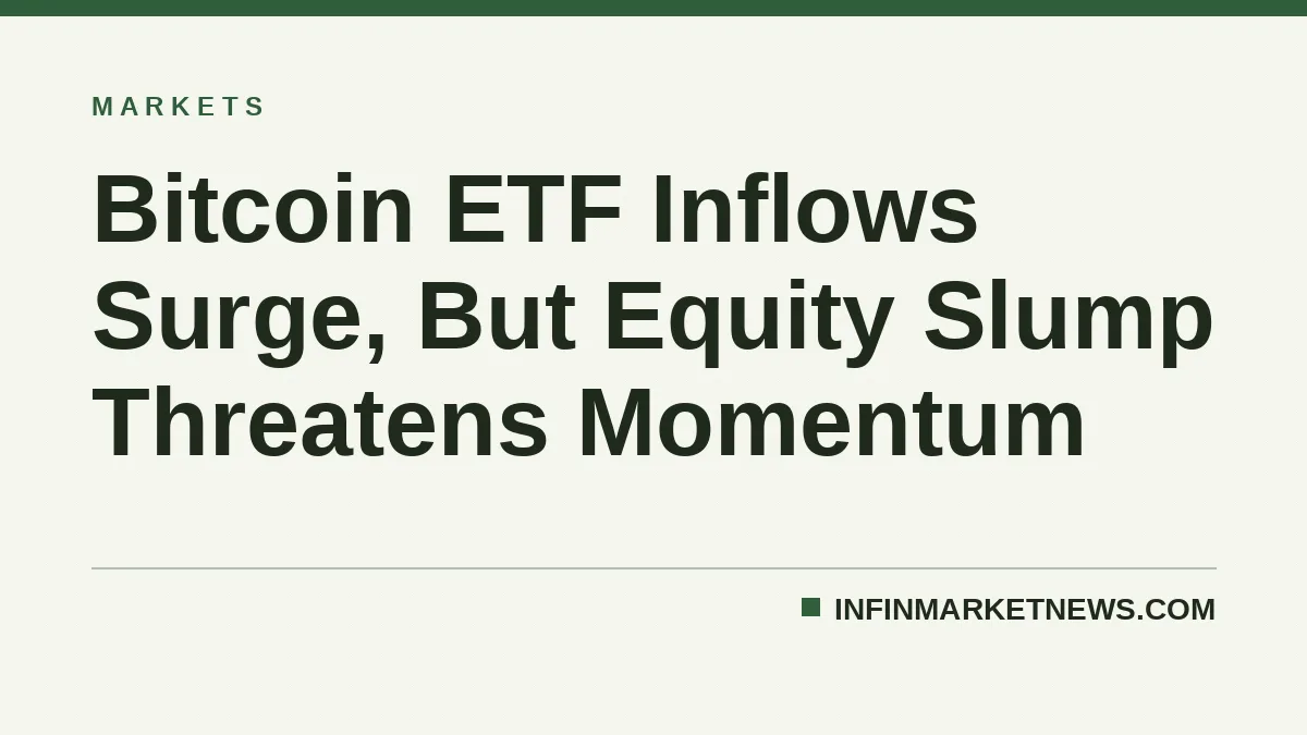 Bitcoin ETF Inflows Surge, But Equity Slump Threatens Momentum