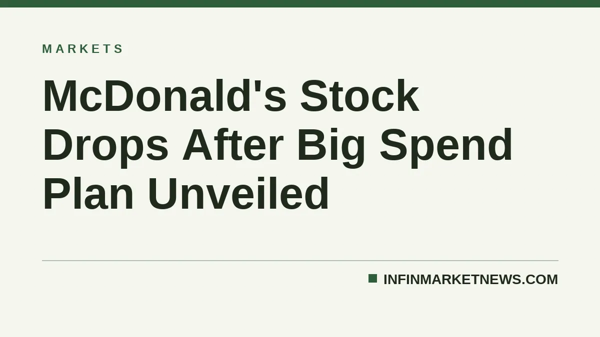 McDonald's Stock Drops After Big Spend Plan Unveiled