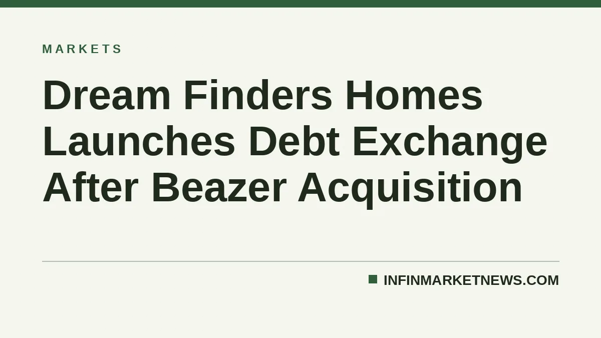 Dream Finders Homes Launches Debt Exchange After Beazer Acquisition