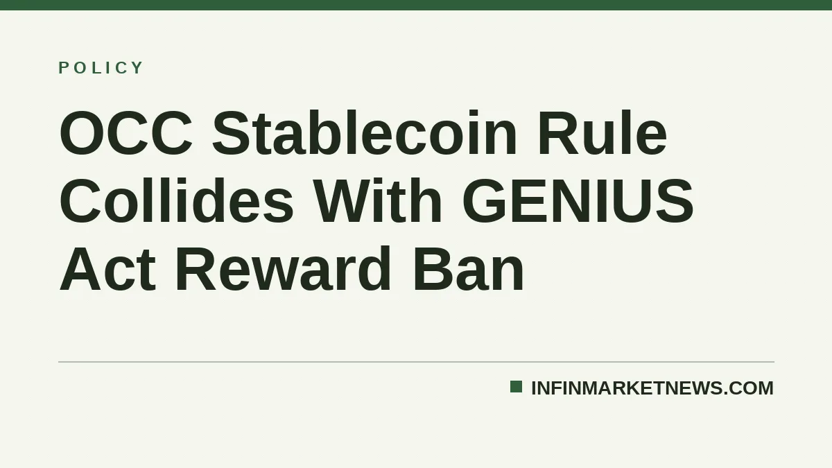 OCC Stablecoin Rule Collides With GENIUS Act Reward Ban