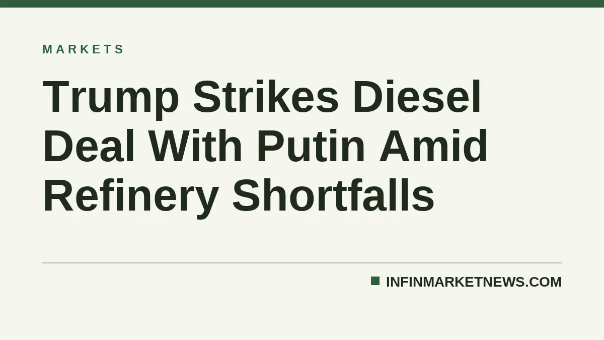 Trump Strikes Diesel Deal With Putin Amid Refinery Shortfalls