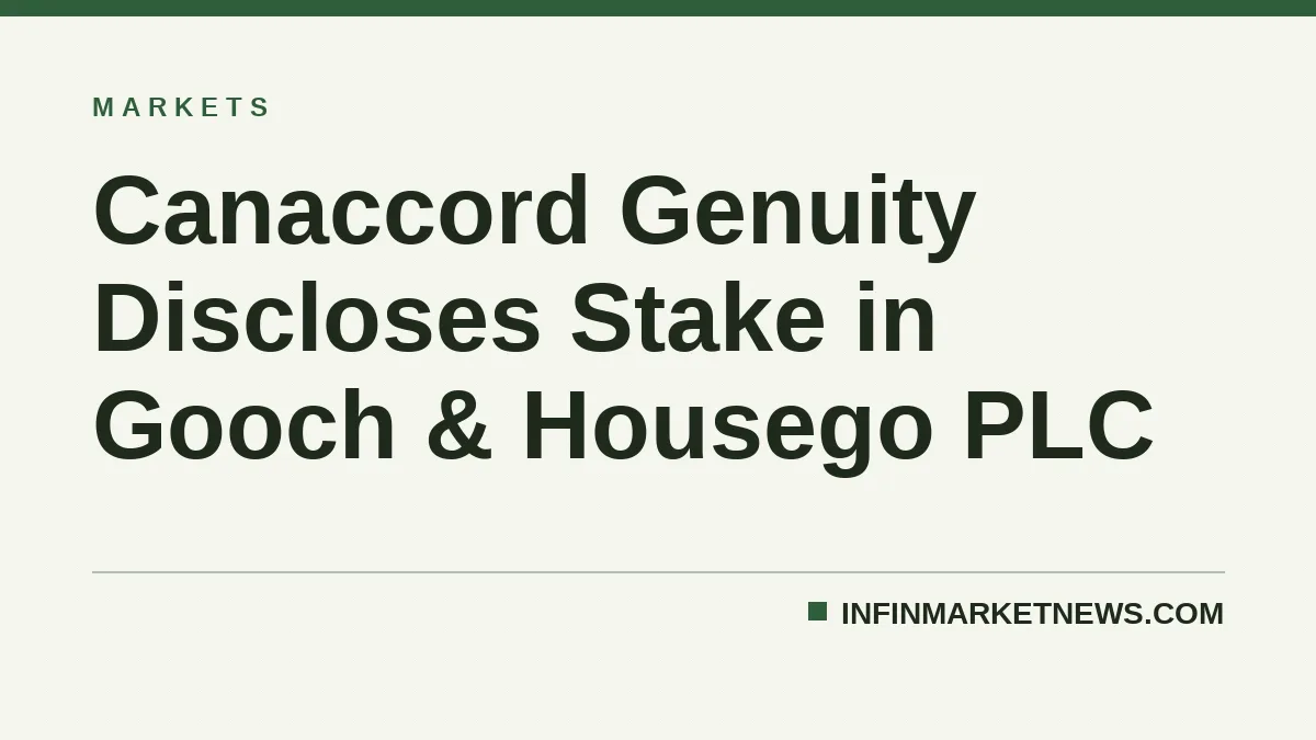 Canaccord Genuity Discloses Stake in Gooch & Housego PLC